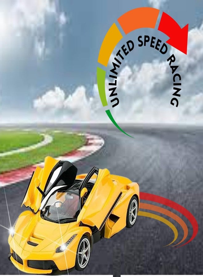 KRIMION Kid Remote Control Car With Open Able Door,Ultimate Remote Control Sports Car With Openable Doors And LED Lights - 1:16 Scale (Unit 1) (Yellow) - Image 3